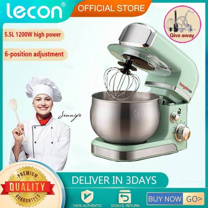 Lecon 1200W stand mixer baking 5.5L food mixer kitchen aid stand mixer 304 stainless steel bowl