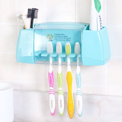 【CW】 Sticker Toothbrush Holder Multipurpose Toothpaste Storage Rack Toiletries Comb Shaver Organizer