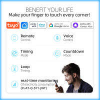 AUBESS Tuya WiFi เบรกเกอร์อัจฉริยะพร้อมราง DIN วัดแสง Smart Life รีโมทคอนโทรลทำงานร่วมกับ Alice Alexa Google Assistant-caicai store