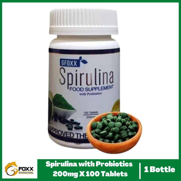 GFOXX Spirulina Food Supplement with Probiotics 100 tablets x 200mg ( 1