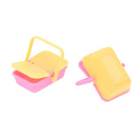 Johor 2pcs 1:12 dollhouse Miniature ตะกร้าช้อปปิ้งพลาสติกสุ่มสี