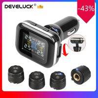 ✿♣∋ 2021 Upgraded Develuck Cigarette Lighter Digital tpms Angle Adjustable Car Tire Pressure Alarm System with USB Port Max 6 TPMS