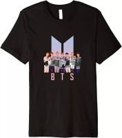 เสื้อยืดคอกลมแขนสั้นแฟชั่นพิมพ์ลายแบบเรียบง่าย BTS Love Yourself Bangtan Boys Merchandise Premium T-Shirt เสื้อยืดผู้หญิง