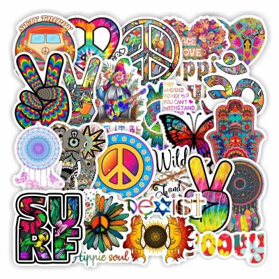 10/50Pcs Cool Retro Hippies Stickers Love And Peace Stickers For Car Laptop Luggage Skateboards Diary Stationery Decal Sticker Stickers Labels