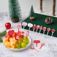 8pcs/Set Christmas Fruit Fork Kids Snack Dessert Decoration Forks Toothpick Lunch Salad Decoration Accessories Cake Fork