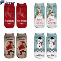 FEECE Fashion Xmas Gift Cute 3D Print Harajuku Santa Claus Boat Socks Cotton Low Cut Stocking