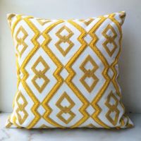 Yellow Cushion Cover Cute Diamond Geometric Embroidery Pillow Case with For Sofa Bed Simple Home Decorative 45x45cm Sofa Bed Cushion Cover