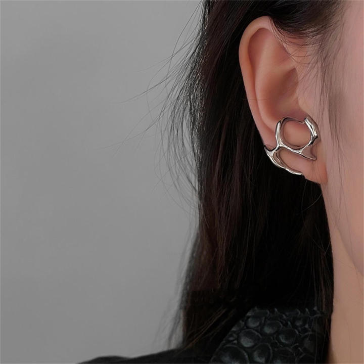 2023-trendy-niche-design-earrings-jewelry-geometric-earring-clip-punk-girl-hip-hop-women-silver-color