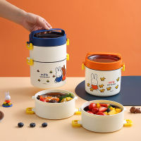 Portable Cartoon Bento 304 Stainless Steel Double Layered Lunch Keep Warm Sealed Airtight Food Storage Container Salad  for Kids s School Office