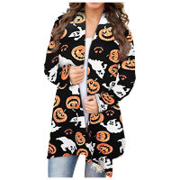 Women Cardigan Sweater Fashion Halloween Sweater Halloween Autumn Coat Blouse Sueters De Mujer Animal Cat Pumpkin Print Cardigan