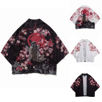 เสื้อคาร์ดิแกน Kimono แห้งเร็วพิมพ์ลายสไตล์ภาพวาดหมึกของผู้ชายแขนเจ็ดส่วน