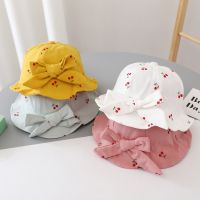 ▫♚❇ Cute Bows Kids Hat Fruit Printed Children Girl Bucket Cap Spring Summer Soft Cotton Outdoor Fisherman Sun Hat