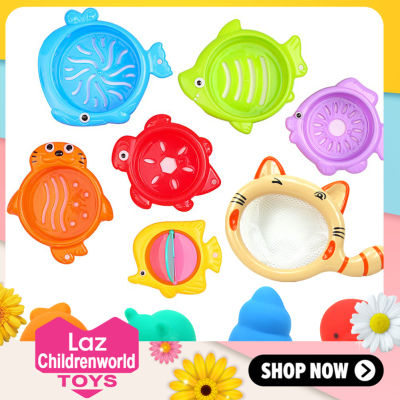 Childrenworld 11Pcs Kanak-Kanak Mandi Mandi Bayi Terapung Squeeze Bunyi Haiwan Comel Set Mainan Memancing