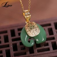 【DT】hot！ 2021 Hetian Elephant Pendant 18K Gold Plated Chain Necklace Choker Jewelry