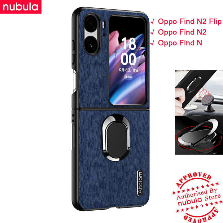 nubula-เคส-n2-oppo-find-แบบฝาพับ-oppo-find-n2-ค้นหาและเคสหนังสัมผัสผิวเปลือกไม้เคสกันกระแทก-n2-oppo-find-hp-เปิดคลุมทั้งหมดที่ยึดโทรศัพท์ในรถฟรีสำหรับ-oppo-find-และฝาพับ-n2