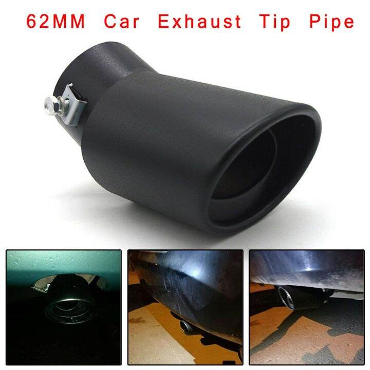 Car Exhaust Pipe 62mm Stainless Steel Bend Muffler Tip Tail Throat