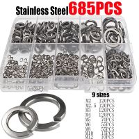 685PCS Stainless Steel Spring Washer for Bolt Nut - Size M2 M2.5 M3 M4 M5 M6 M8 M10 M12 Gaskets Nails Screws  Fasteners