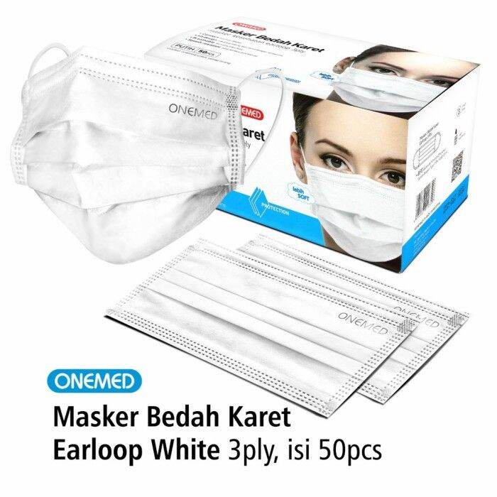 MASKER ONEMED MASKER BEDAH 3 PLY EARLOOP ISI 50 PCS - Putih | Lazada ...