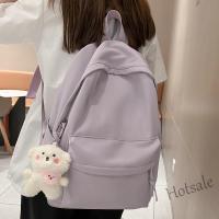 【hot sale】☏▧卐 C16 Schoolbag female college student Muji series large-capacity pure color simple Harajuku backpack female backpack travel computer bag