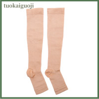 tuokaiguoji 1คู่การบีบอัดถุงเท้าปวดเท้าบรรเทาเข่าขอดเปิดถุงเท้านิ้วเท้า