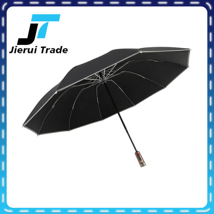 Mechanical Automatic Reverse Umbrella 10 Ribs Three Folding Anti