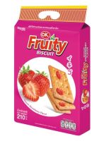 ฟรุ๊ตตี้ บิสกิต ขนมปังกรอบรสสตรอเบอร์รี 1 ห่อมี 16 ซอง ขนาด 210 กรัม fruity strawberry biscuit