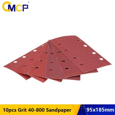 CMCP 10pcs 95x185mm Square Sandpaper 8 Hole Flocking Sand Paper Abrasive Tools For Wood Metal Polishing Tools Grit 40-800