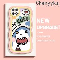 เคส Chenyyka สำหรับ OPPO A15 A35 A15s 4G ลายการ์ตูนน่ารักปลาฉลามใหม่มาการอง Colour ขอบคลื่นเคสมือถือนิ่มกันกระแทกแบบใสสร้างสรรค์เคสโปร่งใสลายกล้องถ่ายรูปซิลิก้าเจลฝาครอบป้องกัน