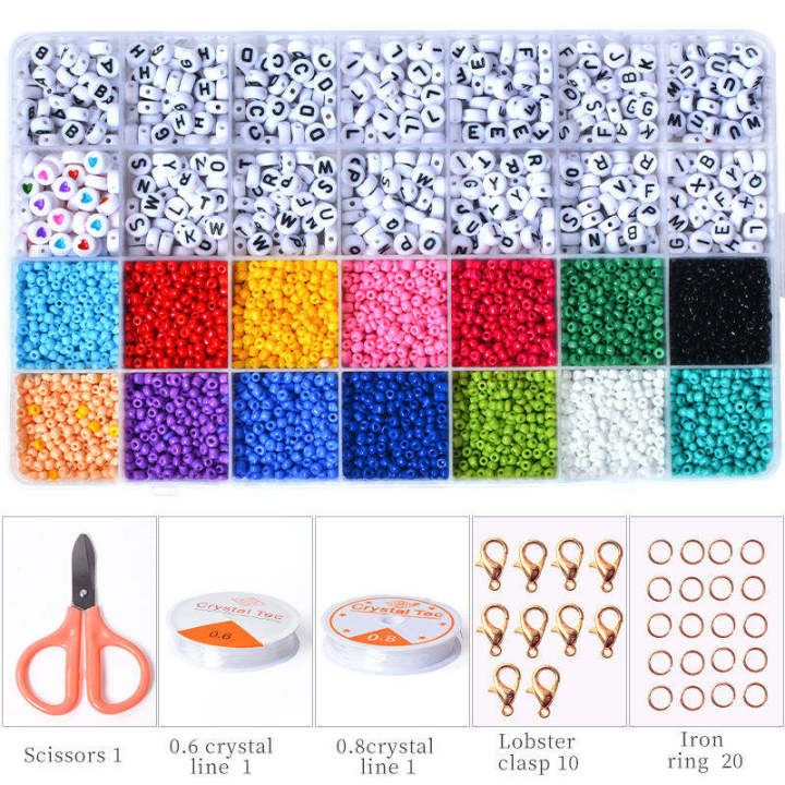 5000Pcs Beads Kit WITH LOCKS , Glass Seed Beads, Alphabet Letter Beads ...