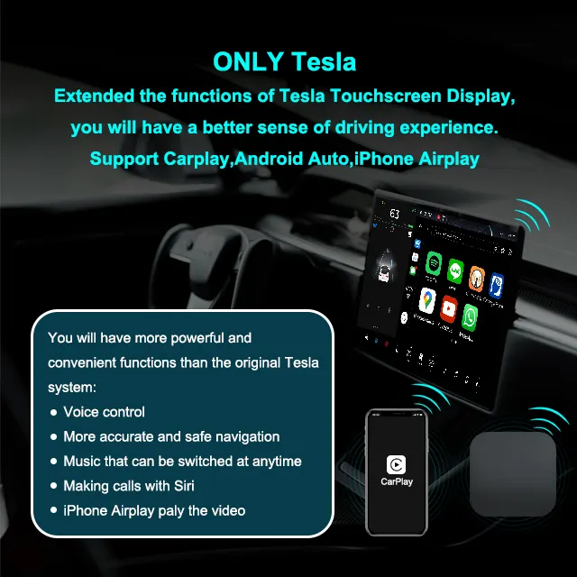 t6-carplay-แบบไร้สายสำหรับ-tesla-carplay-แอนดรอยด์แอร์เพลย์สำหรับรุ่น3-x-fi-s-สายเชื่อมอุปกรณ์ใช้ในรถ-ota-อัพเกรดออนไลน์