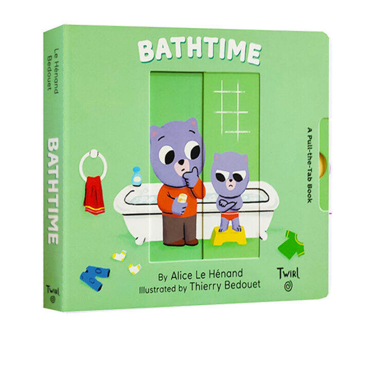 english-original-pull-and-play-bathtime-paperboard-book-operation-book-of-pulling-mechanism-childrens-living-habits-cultivation-picture-book-childrens-enlightenment-picture-book