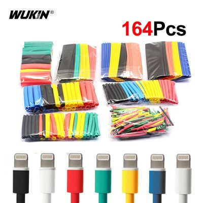 【YF】○⊙  164Pcs Shrink Sleeving Wrap Wire Insulation Heat-shrink Tubing Electrical Cable Tube Kits Dia 1-14mm 8 Sizes Mixed Color