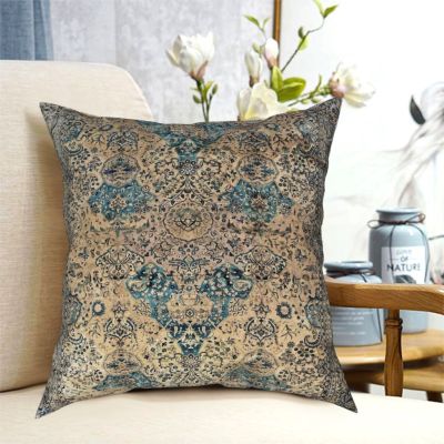Antique Persian Kirman Rug Print Square Pillowcase Polyester Printed Zip Decor for Sofa Seater Cushion Cover 45*45cm