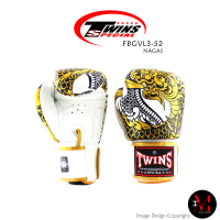 หนังแท้ นวมชกมวย Twins Special Boxing Gloves - FBGVL3-52 Nagas Gold/White Genuine Leather