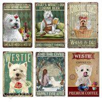 ตลก Westie Terrier สุนัขร้านขายสัตว์เลี้ยงห้องน้ำกระท่อมห้องน้ำโรงรถบ้านตกแต่งห้องโลหะดีบุกป้ายโปสเตอร์ 12x8 นิ้ว