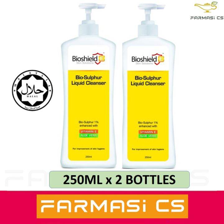 Bioshield E Bio-Sulphur Liquid Cleanser 250mL x 2 Bottles (TWIN) EXP:05 ...