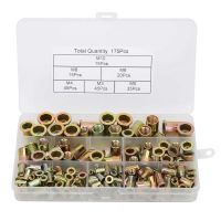 175Pcs M3/M4/M5/M6/M8/M10 Color Plated Zinc Steel Rivet Nut British System Knurled Nut Flat Head Rivnut Insert Nutsert