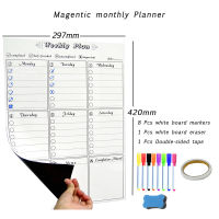 Dry Erase Board Magnetic Weekly&amp;Monthly Planner Calendar Template Erasable Markers Fridge Kids Message Memo Teaching Door board