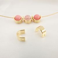 ✠◘๑ 5pcs 14K Gold Brass Half Round Spacer Beads Double Holes Geometry Bead Ring Fit 8 10 12mm Bracelet Necklace DIY Jewelry Making