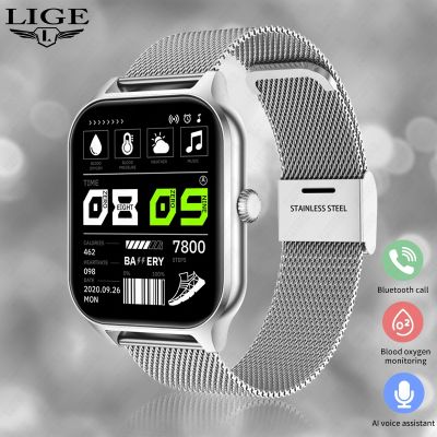 【LZ】 LIGE Smartwatch 2023 Android and iOS Smart Watches for Men Bluetooth Call Fitness Watch Activity Tracker Free Shipping Silver