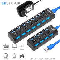 USB ฮับ3.0 5Gbps ตัวแยก USB ที่พ้วง USB ความเร็วสูง3 Hab ใช้ตัวแปลงไฟพอร์ต4/7หลายฮับขยายพร้อมสวิตช์สำหรับแล็ปท็อปพีซี