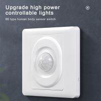 Three-wire Human Body Sensor Switch Wall Lamp Switch 90℃ Infrared Motion Detector Crystal Galss Frame EU Standard Light Switches Power Points  Switche