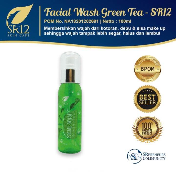 FACIAL WASH GREEN TEA SR12 SABUN UNTUK KULIT BERJERAWAT DAN SENSITIF