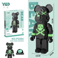 YKO Pirate Bearbrick with LED Bricks Nano Building Block Set 3168 Pieces