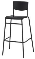 STIG Bar stool with backrest, black/black, 74 cm (สตีก เก้าอี้บาร์มีพนัก, ดำ/ดำ,74 ซม.)