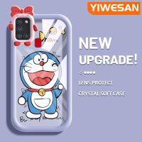 YIWESAN เคสสำหรับ Samsung A21s เคสการ์ตูนน่ารักโดราเอมอนสีสันสดใสกันกระแทกแบบใสเลนส์กล้องถ่ายรูปแบบนิ่มมอนสเตอร์ตัวน้อยน่ารักเคสมือถือ