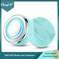 ZZOOI CkeyiN 2 In 1 Sonic Facial Cleansing Brush EMS LED Photon Therapy Hot Compress Face Brush Massager Smart Mask Skin Beauty Device