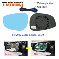 YVIKJ ด้านข้างกระจกมองหลังเลนส์แก้วสีฟ้าสำหรับ Mazda 3 Axela CX-30 2020มุมกว้าง Anti Glare ประตูกระจก M3