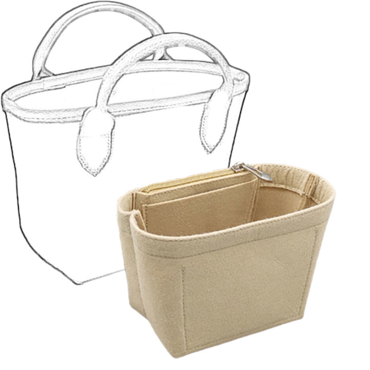 รู้สึกกระเป๋าสอดเหมาะสำหรับกระเป๋าตะกร้า-le-panier-pliage-basket-ผ้าซับในกระเป๋าถือกระเป๋าแบ่งช่องด้านในกระเป๋าเดินทางแบบพกพา
