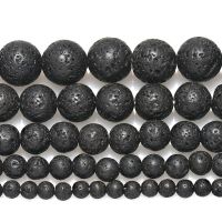 4-12mm Natural Black Volcano Lava Rock Stone Gemstone Round Loose Beads For Bracelet Necklace Earrings Jewelry Making HK019 Pendants